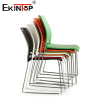 Chaise empilable en plastique rembourrée Ekintop, cadre métallique, sans accoudoirs, pour bureau et conférence – Offre Spéciale