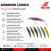Leurre Minnow Coulant Yeux Rouges 95mm 15g en Plastique Dur, Échantillon Gratuit, Vente en Gros Direct Usine