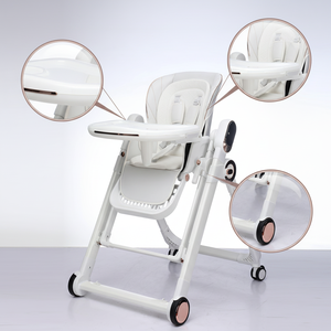 Chaise haute 3-en-1 ergonomique avec roues silencieuses universelles, hauteur réglable, 6 positions, ceinture de sécurité élargie et renforcée - Product Image 3