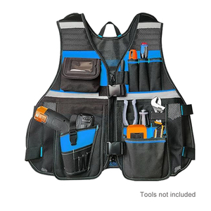 Electrician Tool <b>Vest</b>, Reflective Strips Work <b>Vest</b> with Adjustable Straps, Tool <b>Vest</b> for Electrical, Carpenters, Construction - Product Image 1