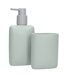 Brandani Made in Italy Eco-Friendly Blue Polyresin Two-Piece Convenient Bathroom Set Hand <b>Sanitizer</b> Bottle <b>Toothbrush</b> Holder - Product Image 1