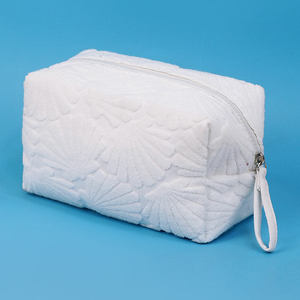 Sac de toilette en coton jacquard à <span class=keywords><strong>motif</strong></span> coquillage créatif pour femmes, sac de maquillage en <span class=keywords><strong>tissu</strong></span> éponge pour les voyages - Product Image 3