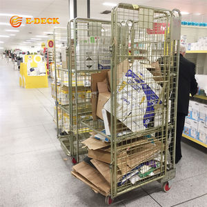 Hete Verkoop <span class=keywords><strong>4</strong></span>-zijdige Opvouwbare Beveiliging Duurzaam Transport Gegalvaniseerd Staaldraad Kooi <span class=keywords><strong>Trolley</strong></span> - Product Image 5