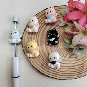 ลูกปัดรูปแมว3D การ์ตูน3D สัตว์แมวน่ารักเสน่ห์เครื่องประดับสำหรับปากกา DIY เครื่องประดับผมงานฝีมือ - Product Image 1