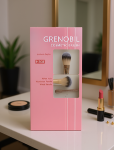 Pennello cosmetico Grenobil H308 con setole in nylon, ghiera in alluminio e manico in legno, strumento per il trucco - Product Image 2