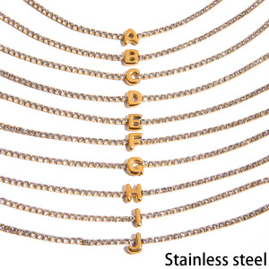 Style Classique Cadena De Acero Inoxidable Y Oro Blanco De 18 Quilates Con Pulsera Tipo Tenis Con Letras Y Cristales Incrustados - Product Image 3