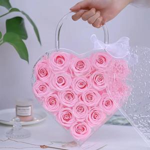 Scatola di Rose Eterne in Acrilico Fatta a Mano con Manico in Bambù, 18 Fiori Preservati, Regalo Elegante e Romantico per <span class=keywords><strong>Lei</strong></span>, <span class=keywords><strong>San</strong></span> <span class=keywords><strong>Valentino</strong></span> - Product Image 4