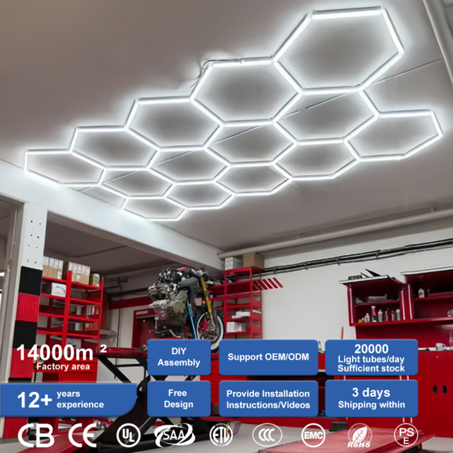 Energy Saving DIY Led Hexagon Honeycomb Car Workshop Garage Light Ceiling Panel