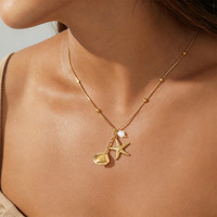 Collar de Acero Inoxidable con Colgante de Estrella de Mar y Zirconia, Serie Océano, Joyería Clásica, Resistente al Agua, Regalo