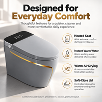 Nouveau style de toilette intelligente monobloc à détection automatique, à poser au sol, avec chasse d'eau à capteur, siège chauffant, vanne à impulsion et siphon en S, en stock