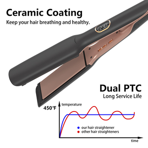 Plancha <span class=keywords><strong>de</strong></span> Pelo Profesional <span class=keywords><strong>de</strong></span> Titanio <span class=keywords><strong>de</strong></span> 1 Pulgada con Revestimiento Cerámico 450F, Plancha <span class=keywords><strong>de</strong></span> Pelo <span class=keywords><strong>de</strong></span> Alta Temperatura con Calentamiento Dual PTC - Product Image 2