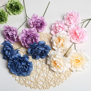 Flores Artificiales de Peonía Lichao, 3 Cabezas, Flor de Seda, Decoración para Bodas y Hogar, Accesorios para Exteriores - Product Image 1