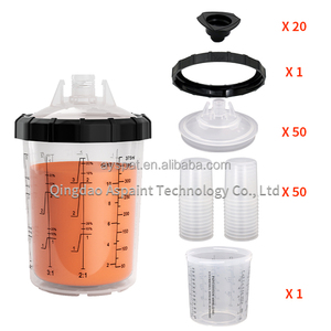 Cốc nhựa pha sơn thay thế cho súng phun 400ml với bộ lọc 125mic/190mic, 50 chiếc cốc sơn có nắp, dùng một lần - Product Image 2