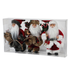 Set di <span class=keywords><strong>3</strong></span> Decorazioni Natalizie da 8 Pollici, Babbo Natale Ornamentale da Appendere all'Albero, Statuette Tradizionali in Tessuto con Scatola - Product Image 2