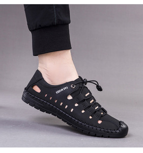 Sandales à plateforme pour hommes, respirantes, avec bande élastique croisée, chaussures en PU pour l'extérieur, décontractées, habillées, à semelle souple, antidérapantes, imperméables - Product Image 6