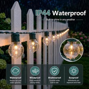 Lumière de décoration pour le camping en plein air, ampoule en plastique transparente G40, guirlande lumineuse, lumière LED blanc chaud, lumière solaire étanche pour l'extérieur - Product Image 3