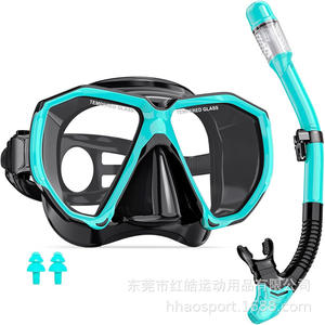 Set de Máscara de Snorkel con Snorkel de Sistema Seco, Cristal Templado, Silicona, Equipo de Buceo para Adultos, Amarillo y Negro - Product Image 4