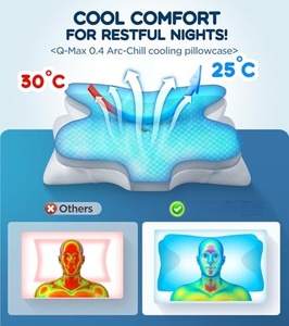 Almohada Ergonómica Cervical de Espuma Viscoelástica con Forma de Ola para Aliviar el Dolor de Hombro, con Funda Extraíble y Transpirable de Seda Helada - Product Image 4