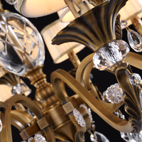 VH lustre d'intérieur américain en cuivre éclairage décoratif classique de luxe pour hôtel et villa en cristal avec hauteur réglable