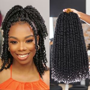 <span class=keywords><strong>Xtrend</strong></span> 12 Zoll Synthetische Maschinell Gefertigte Doppelte Tressen Vorgedrehte Passion Twist Bohemian Vorgekrümmte Wasserwellen-Häkelzöpfe 8 Packungen 12 - Product Image 2