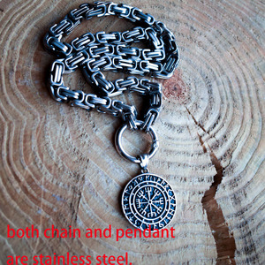 Collar Vikingo SanLan de Acero Inoxidable de 8mm con Diseño de Lobo Pagano y Brújula Vegvisir, Regalo <span class=keywords><strong>para</strong></span> Él - Product Image 6