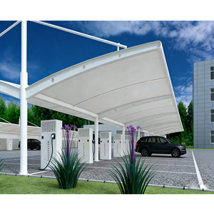 Abri de stationnement commercial résistant aux UV, structure à membrane cantilever, abri pour voitures, abri de stationnement - Product Image 2