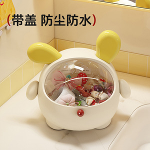 Cartoon Round Desktop Storage Box With Lid For Hair <b>Clips</b> And Accessories Durable Freestanding Bathroom Organizer - Product Image 5