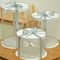Boîte à gâteau ronde en gros, emballage cadeau transparent pour desserts d'anniversaire, produits de boulangerie, aliments faits maison