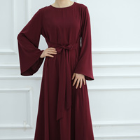 Robe Abaya Maxi Minimaliste pour Femmes, Couleur Unie, Tissu Nida, Coupe Ample, Manches Longues, Élégante, Simple, Robe Longue Islamique pour Femmes