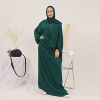 Loriye 2023 Nouvelle Collection Robe Musulmane Jilbab Abaya Femme Effet Soie avec Hijab Intégré