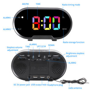 Réveil Radio Cordon Électrique Meilleur Réveil D'alarme Avec Am et Fm pour Hôtel Led Noir 24Hr - Product Image 3