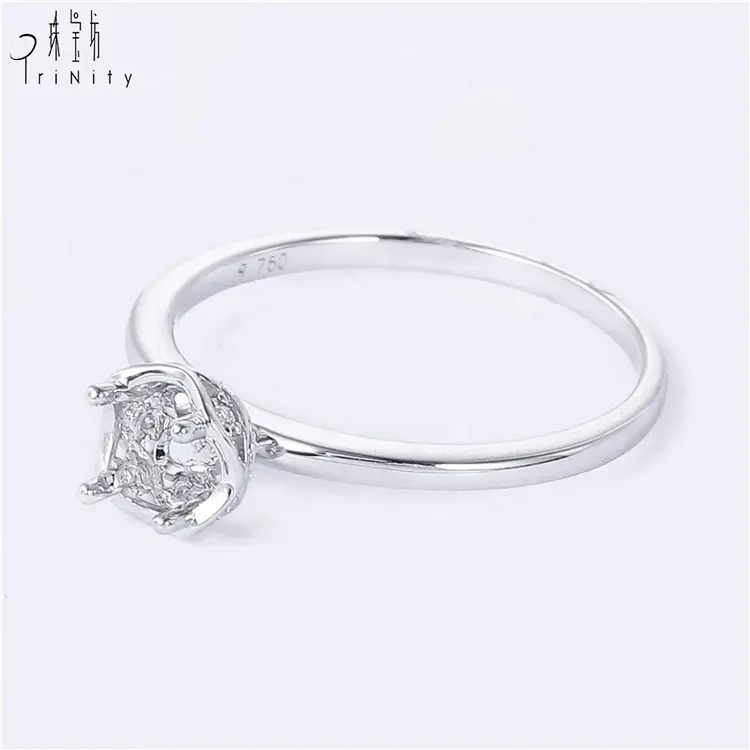แหวนติดตั้งกึ่งทอง18K สำหรับผู้หญิงเครื่องประดับแฟชั่นดีไซน์ลายดอกไม้สวยงาม