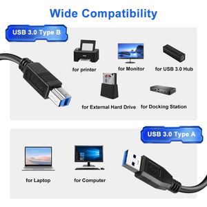 <strong>USB</strong> <strong>3.0</strong> 3Ft Male to B Male Superspeed Cable with PVC Jacket for Computer Scanner &amp; Printer - Product Image 6