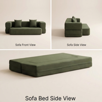 Sofá Cama Convertible Plegable y Comprimido, Sofá Recto sin Marco de Terciopelo, Sofá Moderno 2 en 1 Envasado al Vacío