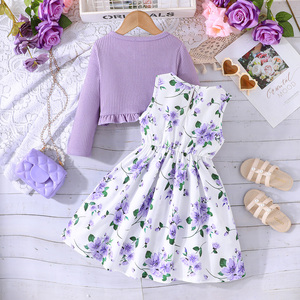 Ensembles de vêtements pour filles de 3 à 8 ans, mode automne, veste à manches longues de luxe + robe <span class=keywords><strong>noire</strong></span>, ensembles pour adolescentes - Product Image 3