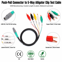 Conector Push-Pull 0B Compatible con LEMO OEM de Fábrica, Arnés de Cables de 5 Hilos con Pinza de Cocodrilo de Colores para Cables de Prueba Médicos