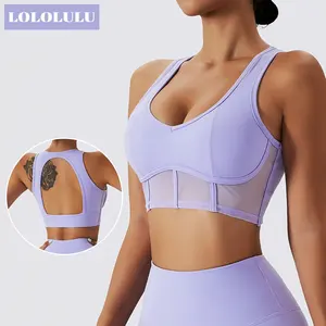 OEM Women Front Mesh Corset Gym Tops High Impact Hollow Back Sports Bras For Women