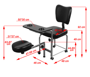 Mesa de Manicura Moderna con Silla de Pedicura en Negro, Blanco y Rosa, con Taburete Móvil para Peluquería - Product Image 3