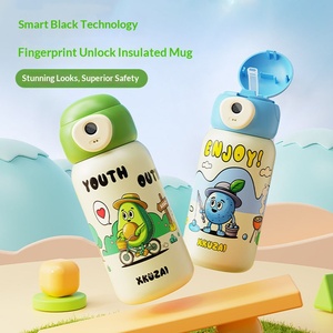 Termo Inteligente para Niños con Desbloqueo por Huella Dactilar, Diseño de Dibujos Animados, Acero Inoxidable, Portátil, con Pajita - Product Image 3