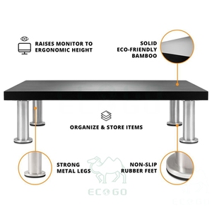 Support de moniteur en bois de bambou Durable noir Riser ordinateur attrayant étagère de moniteur en bois charmant élévateur de bureau <span class=keywords><strong>pour</strong></span> ordinateur portable - Product Image 4
