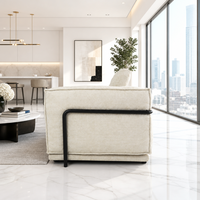 Einzigartiges Design Stoff-Ecksofa Modulares Sofa Schwarzer Metallrahmen für Moderne Heimwerkstatt Lounge-Möbel