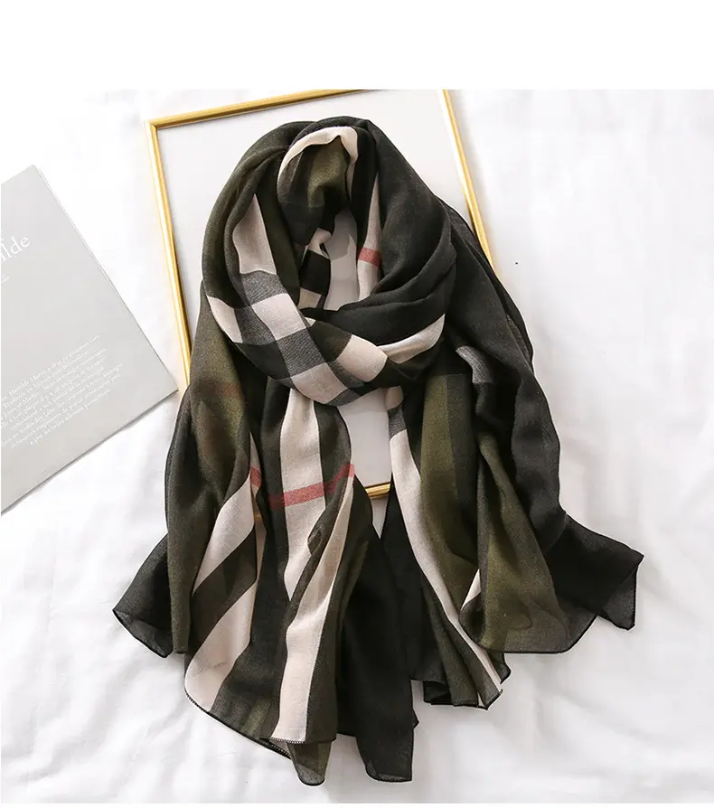 Commercio all'ingrosso 2020 di nuovo modo di stile di cotone foulard scialle di marca griglia stampata hijab sciarpa del cotone delle donne