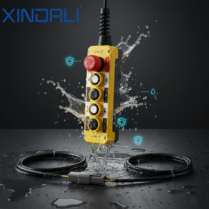 Interruptor de control remoto industrial de 5 botones a prueba de lluvia para polipasto eléctrico y grúa con parada de emergencia, 10A 1/2/NE - Product Image 1