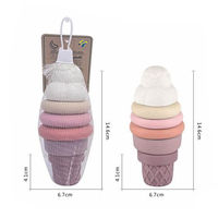 Jouet de bain anti-stress en PVC souple compressible pour enfants, en forme de cornet de crème glacée simulé, avec paille empilable amusante