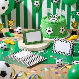 Cartes de table en papier pliées en nid d'abeille noir et blanc sur le thème du <span class=keywords><strong>football</strong></span>, avec logo personnalisé, écologiques, pour fêtes et événements - Product Image 5