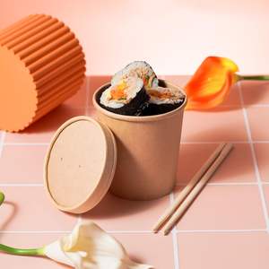 Tazón de Papel Kraft Desechable Biodegradable para Llevar, Personalizable, para Sopa y Ensalada, Venta Caliente - Product Image 3