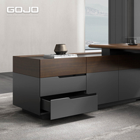 Scrivania Direzionale Moderna a L in Legno per Ufficio Commerciale con Mobile Laterale Estensibile