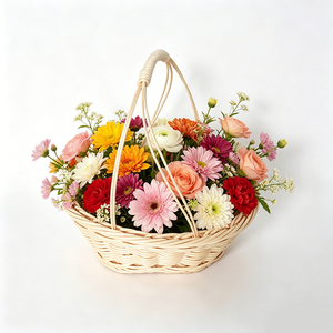 Portable Oval Beige PP <strong>Mini</strong> Round <strong>Basket</strong> with Handle Woven <strong>Basket</strong> for Wedding Gift Packing Flower Doll Display &amp; Snack <strong>Hamper</strong> - Product Image 1
