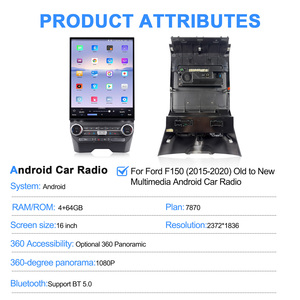 วิทยุติดรถยนต์ Navihua รุ่นใหม่ ขนาด 16 นิ้ว ระบบแอนดรอยด์ มัลติมีเดีย รองรับ Carplay เครื่องเล่น DVD สเตอริโอในรถยนต์ พร้อมระบบ GPS และ DSP สำหรับรถยนต์ฟอร์ด F150 Raptor ปี 2015-2020 - Product Image 6
