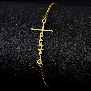 Bracciale Unisex in Acciaio Inossidabile <span class=keywords><strong>con</strong></span> Incisione 'Grace God Faith', Stile Europeo e Americano, Placcato, Regalo - Product Image 3